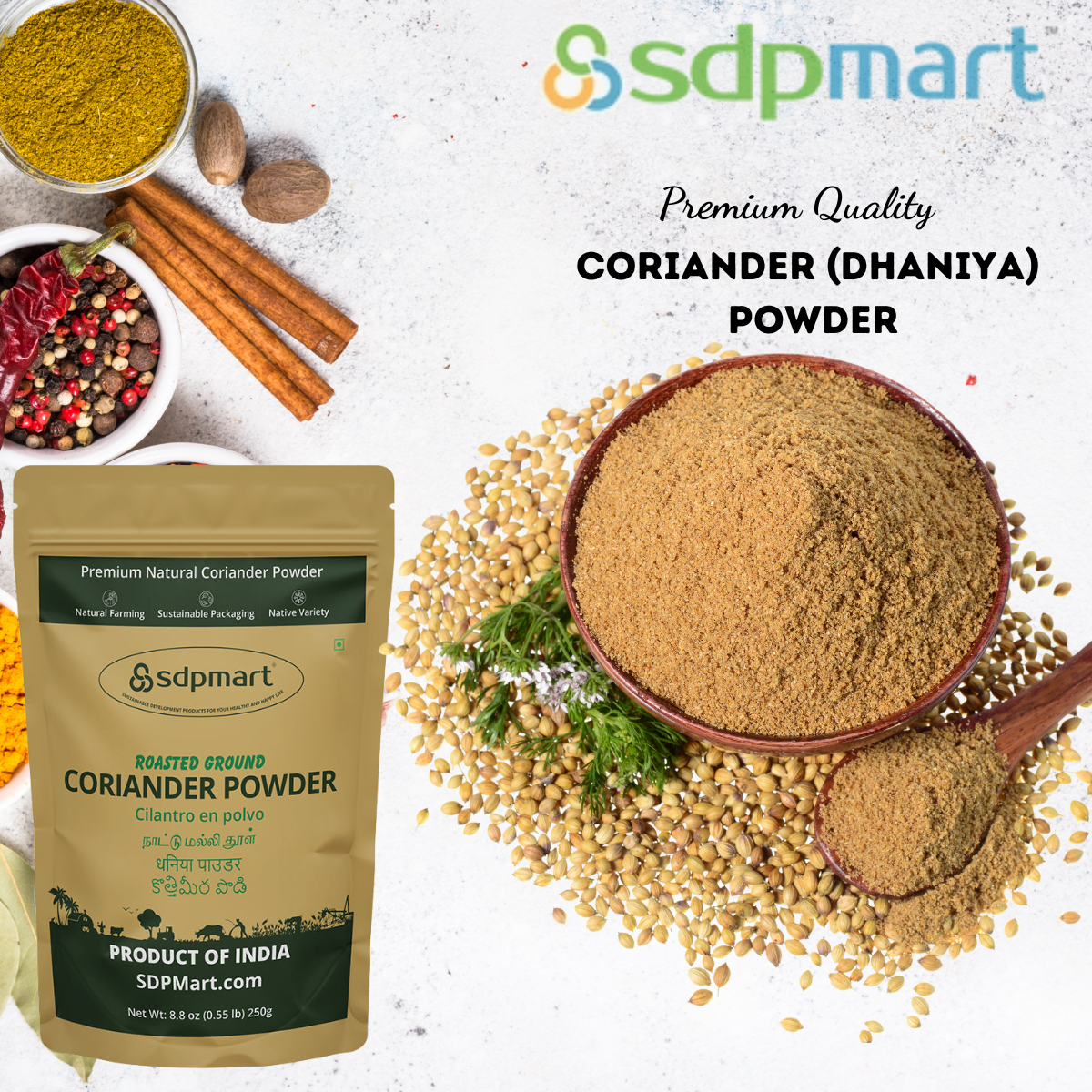 SDPMart Premium Natural Coriander Powder 250Gms