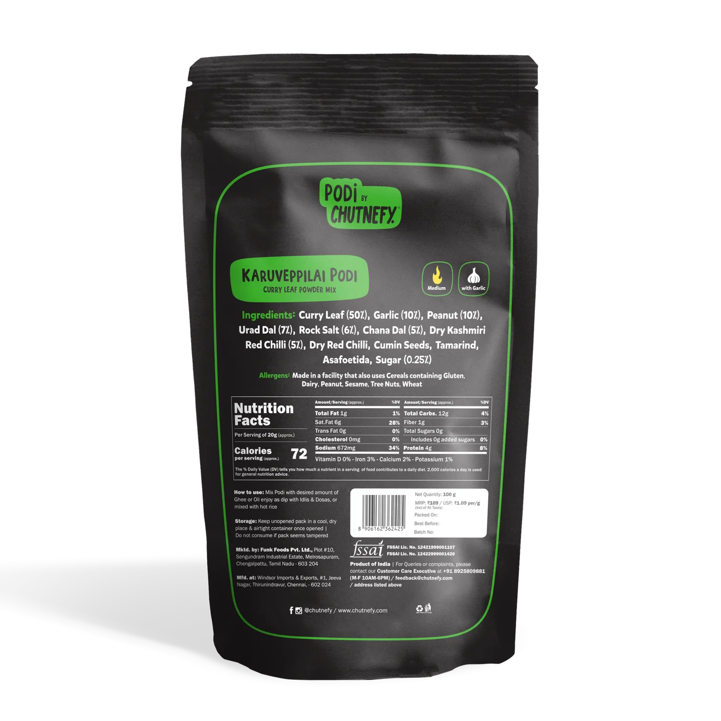 Kariveppillai [Curry Leaf] Powder [Chutnefy]