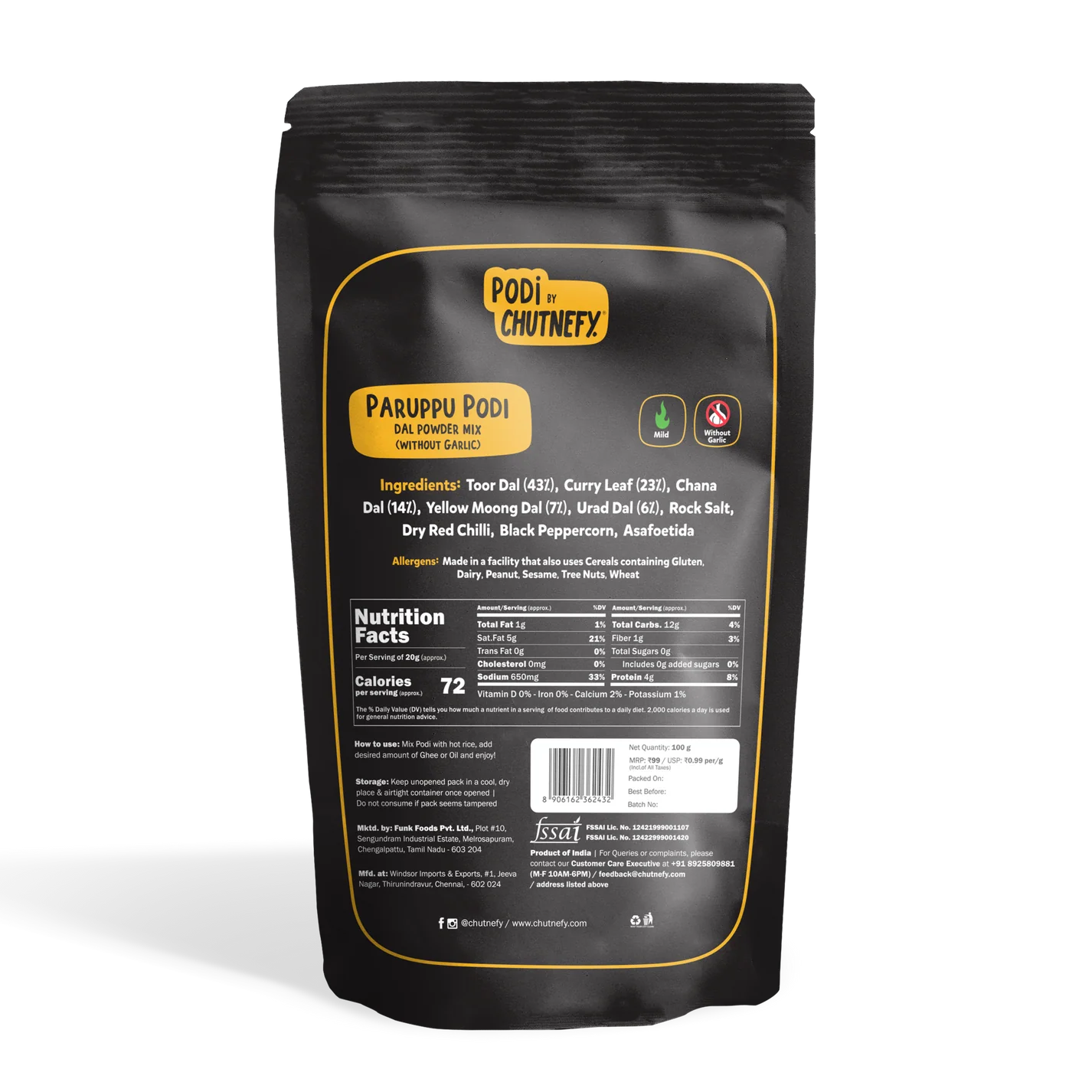 Paruppu Podi [No Garlic] Powder [Chutnefy]