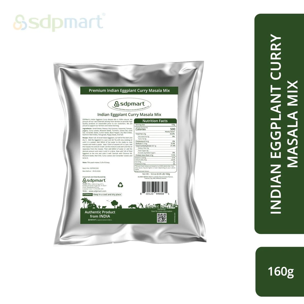 SDP Mart Indian Eggplant Curry Masala Mix - [for 2LB Gravy]