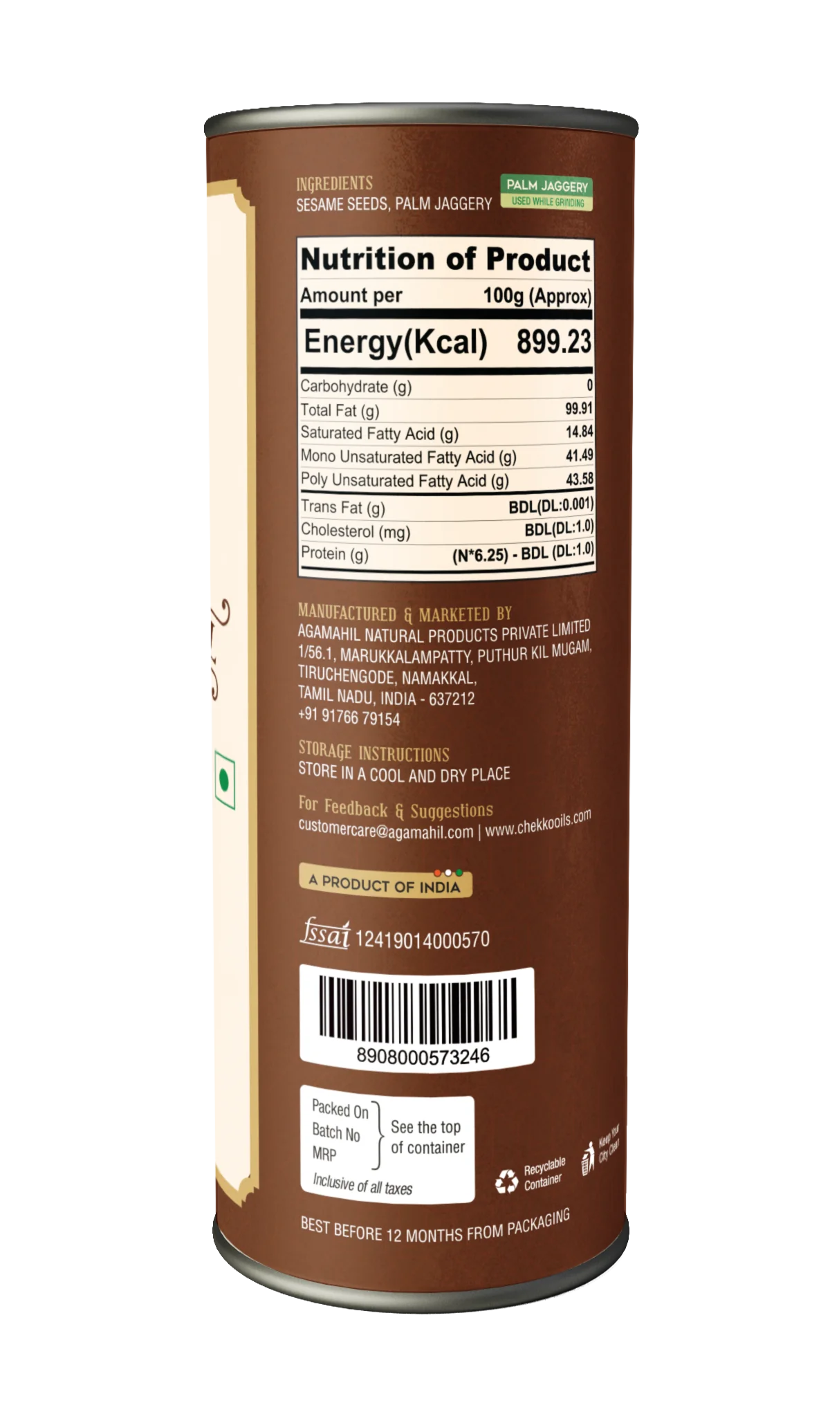 Chekko Cold Pressed Virgin Sesame Oil